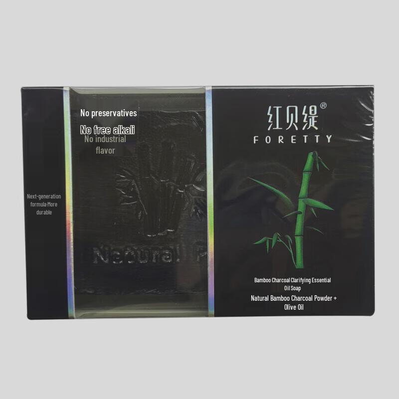 

Foretty Bamboo Charcoal Purifying Soap, 120g x 3 Bars