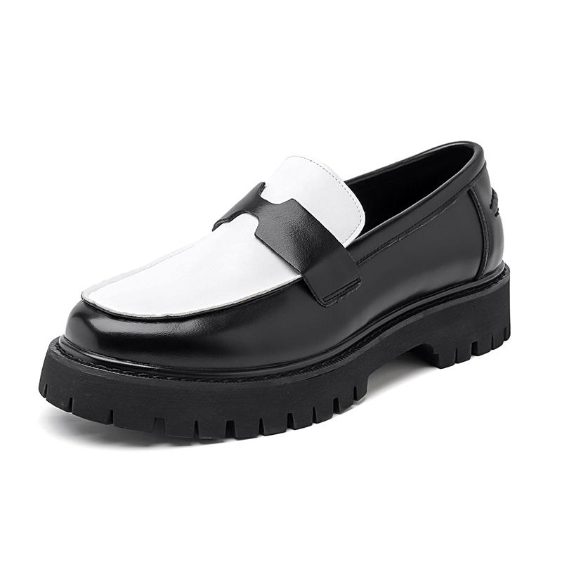 New Platform Shoes Loafers Shoes Men Thick-soled Wedding Shoes Black Formal Business Shoes Slip-on Leather Increase Casual Shoes