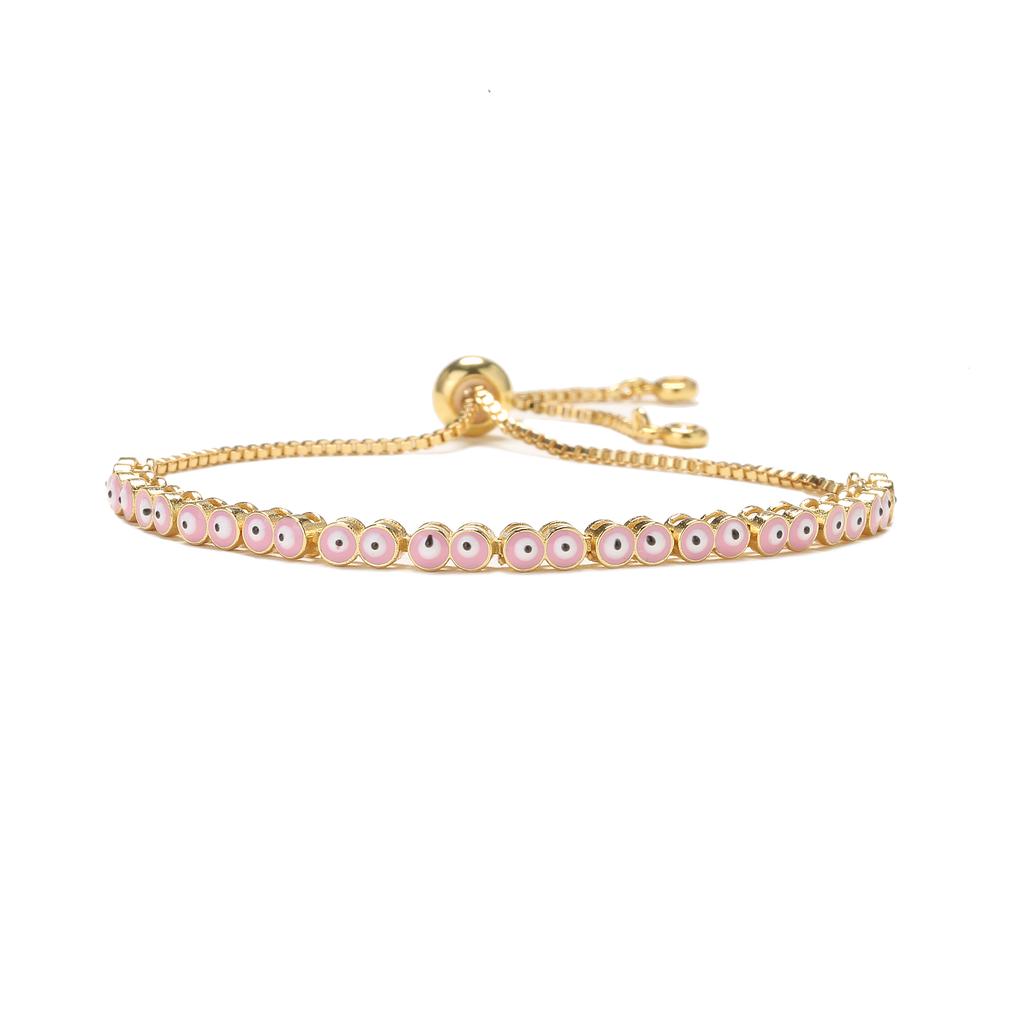HECHENG,18KGold Plated Eye Bracelet ,Fashion Enamel Opening Adjustable Bracelet for Women Brass Bracelet, Zircon Wholesale