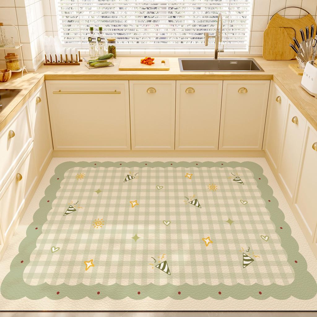 Pink Kitchen Carpet Waterproof Floor Mat Pvc Leather Carpets Non-slip Oil-proof Candy-colored Cute Sweet Home Decoration Rugs