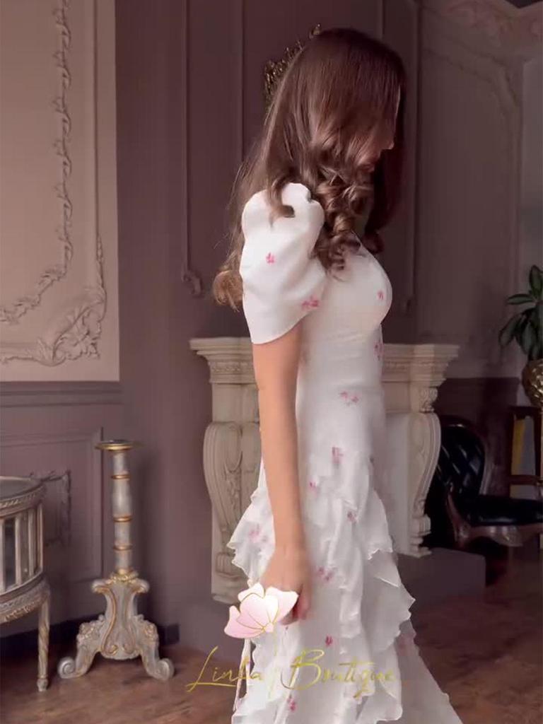 2025 Spring Sweet Style Short Sleeve Silky Elegant Women's Fashion Dress