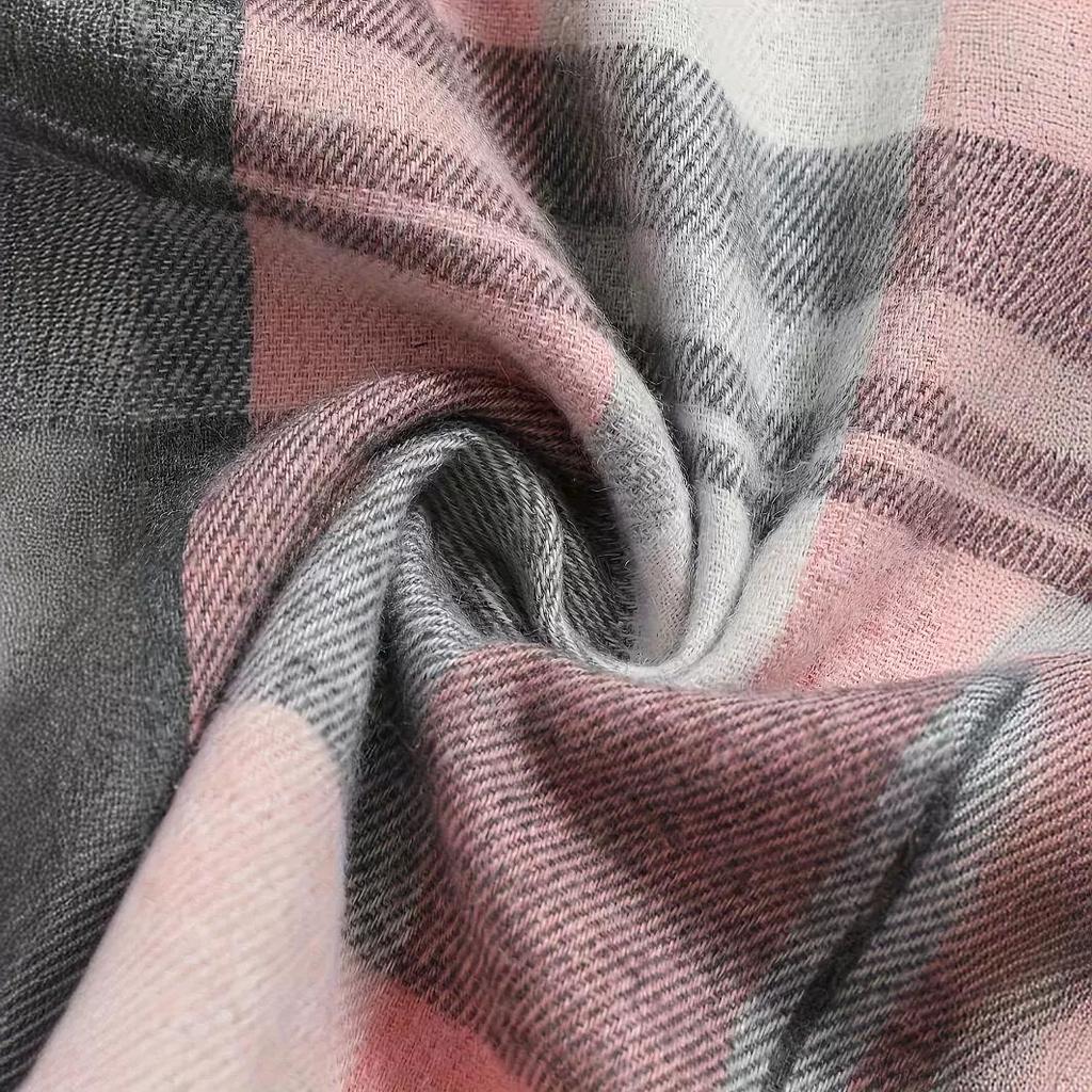 Flattering Plaid Print Womens Shirt - Fashionable Button-Down Design with Warm Long Sleeves - Classic Casual Style for Everyday Wear