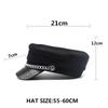 Internet Celebrities Ins Black Pu Hat Ladies Trendy Hat Chain Leather Stitching Navy Hat Curved Brim Octagonal Hat
