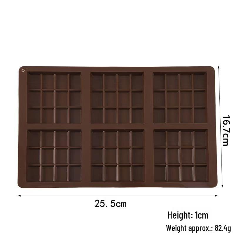 6-Cavity Rectangle Silicone Chocolate Mold for Easy Release and High-Temperature Resistant Dessert Making.