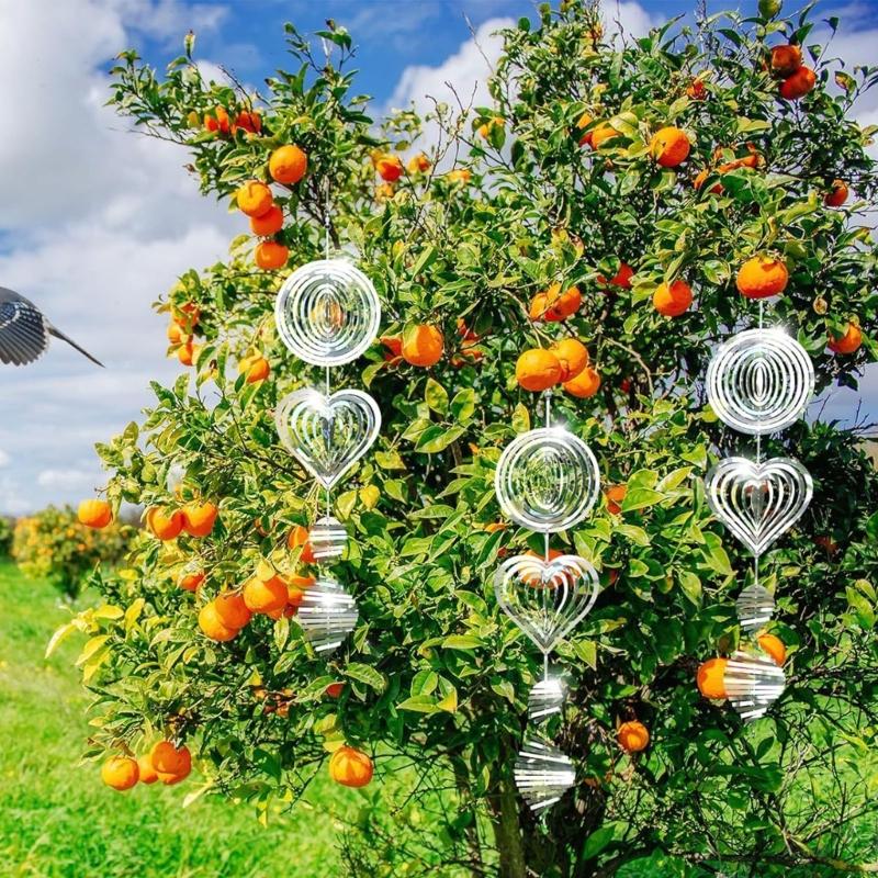 Wind Chime Bird Deterrents 3D Rotating Reflective Spinners Weatherproofed Garden Decoration For Crop Protecting