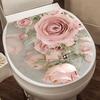 Floral Toilet Seat Wall Sticker Large Rose Flower Toilet Lid Decal Removable Self Adhesive Toilet Cover Sticker for Bathroom WC Restroom Decor