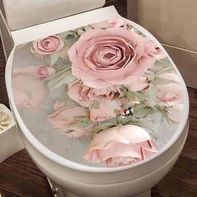 Blumen-Toilettensitz-Wandaufkleber Große Rose Toilettendeckel-Abziehbild Abnehmbar Selbstklebend Toilettenabdeckung Aufkleber für Badezimmer WC Toilette Dekoration