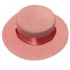 [USED] Excellent Condition Big Bang Fiberglass Straw Hat with Pink Ribbon, Perfect for Summer, Made In Japan