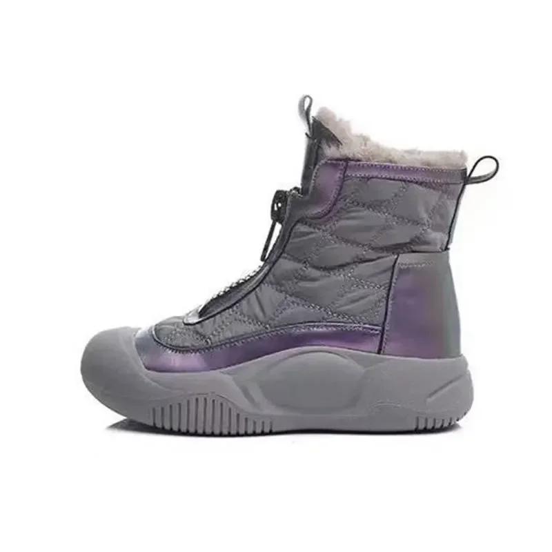 Fashion Retro Waterproof Snow Boots 2025 Winter New Soft Sole Vulcanized Cotton Shoes with Plush Insulation High Top Women's Shoes Traf