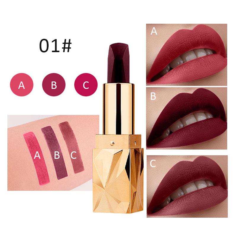 Трехцветная губная помада DNM с антипригарным покрытием, трехсторонняя черная губная помада, меняющая цвет Яркая цветная губная помада