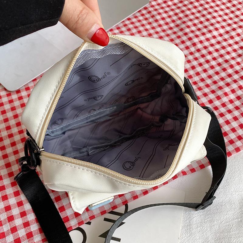 Sweet Contrasting Small Square Bag, New Women's Bag, Fresh Harajuku Messenger Bag, Nylon Cloth.