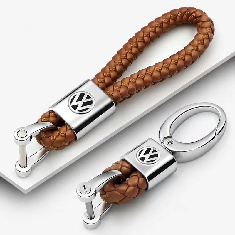 Valve Stems Caps Metal/Leather Car Styling Keychain For VW Volkswagen Golf Polo Passat Touran Jetta Key Chain Rings Accessories MF4