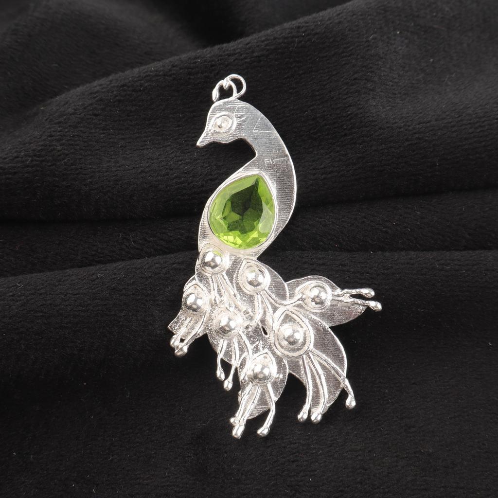 Rare Peridot Gemstone 925 Sterling Silver Jewelry Pendant 2" For Engagement Gift CP-21-6