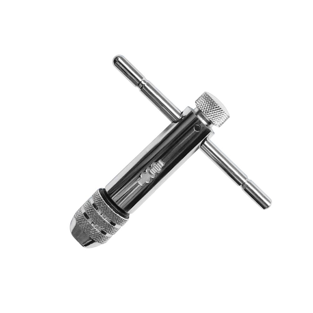 Adjustable Silver T-Handle Ratchet Tap Wrench Reamer Hand Manual Holder Wrench Metric M3-M8 M5-M12 Tap Wrench Hand Tapping Tools