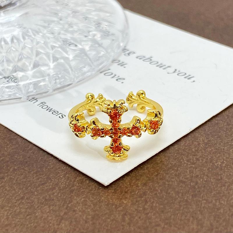 Blind Box Medieval Vintage Gold Niche Retro High-End Open Ring Color Treasure Light Luxury Ring Woman