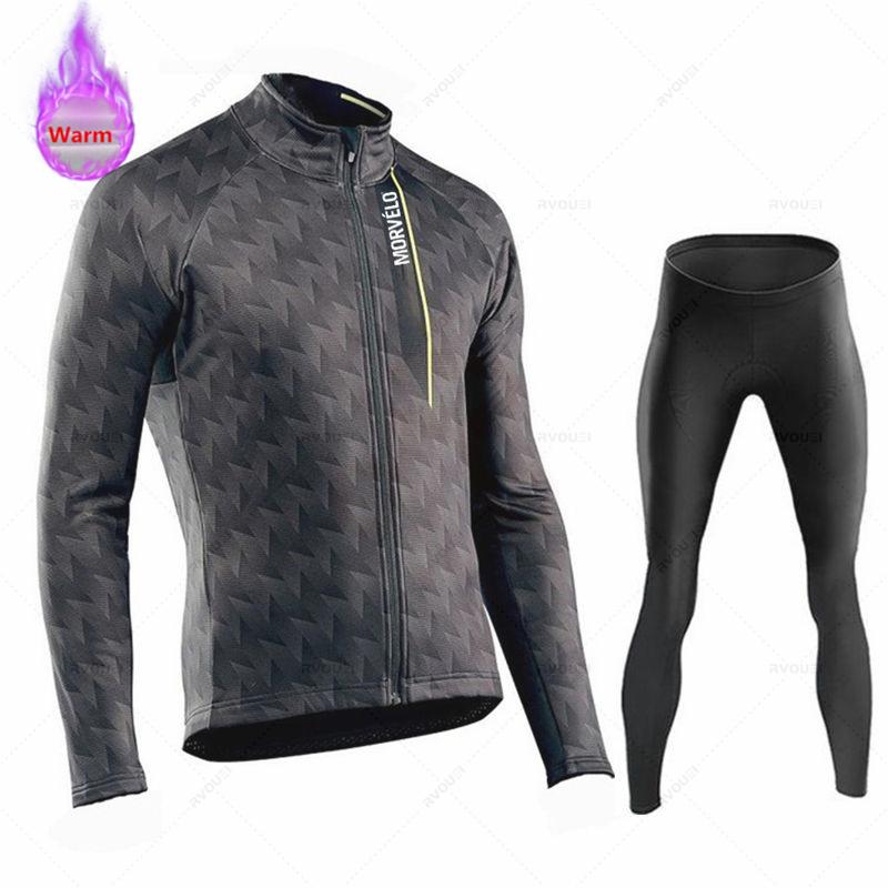 2026 Winter Velvet Warm Morvelo Cycling Jersey Sets Men Thermal Fleece Bicycle Clothing Road Bike Shirt MTB Uniform Ropa Ciclismo Warm Bib Pants