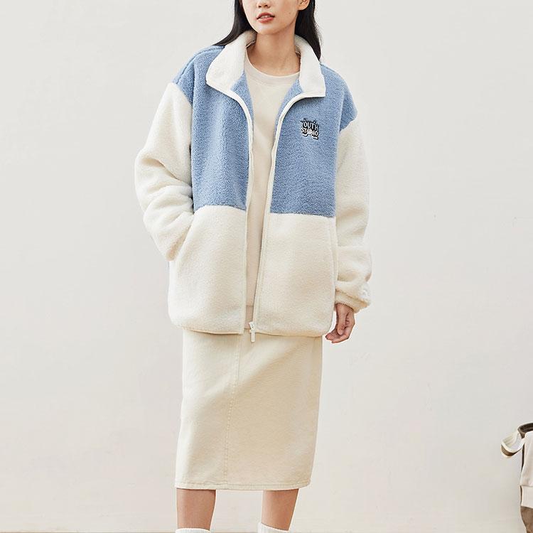 Anta Casual Stand Collar Fleece Jacket Unisex Jackets White 952248718-1