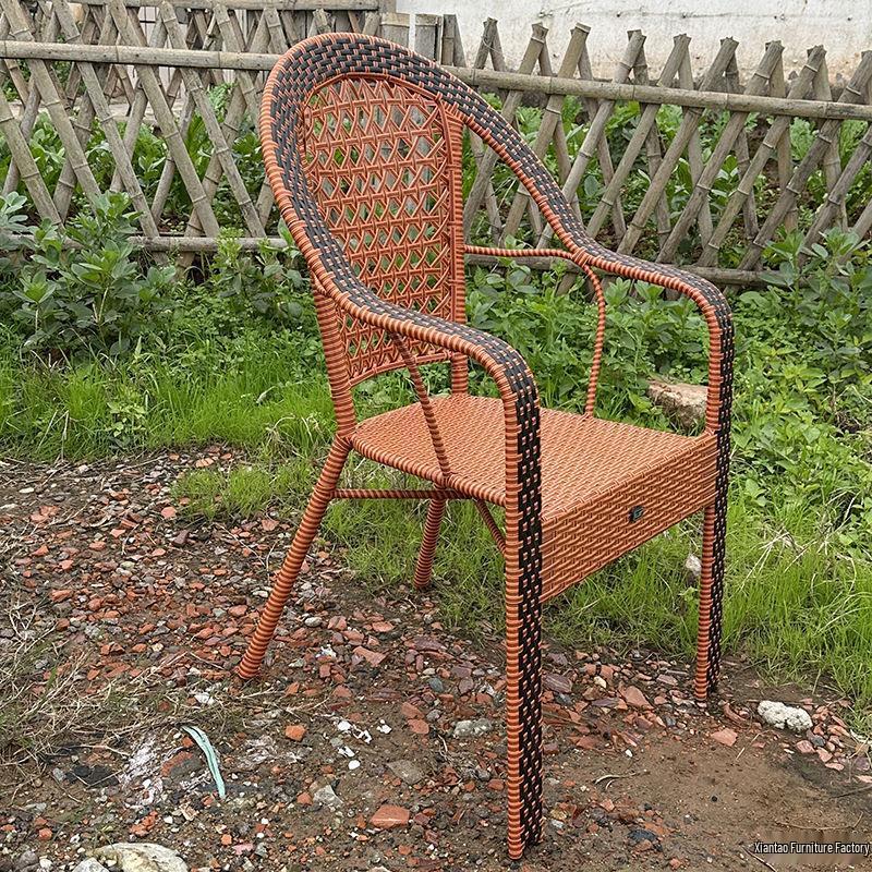 Breathable High Back Rattan Chair for Outdoor & Indoor Use - Waterproof, Sun Protection, Ideal for Balcony or Teahouse