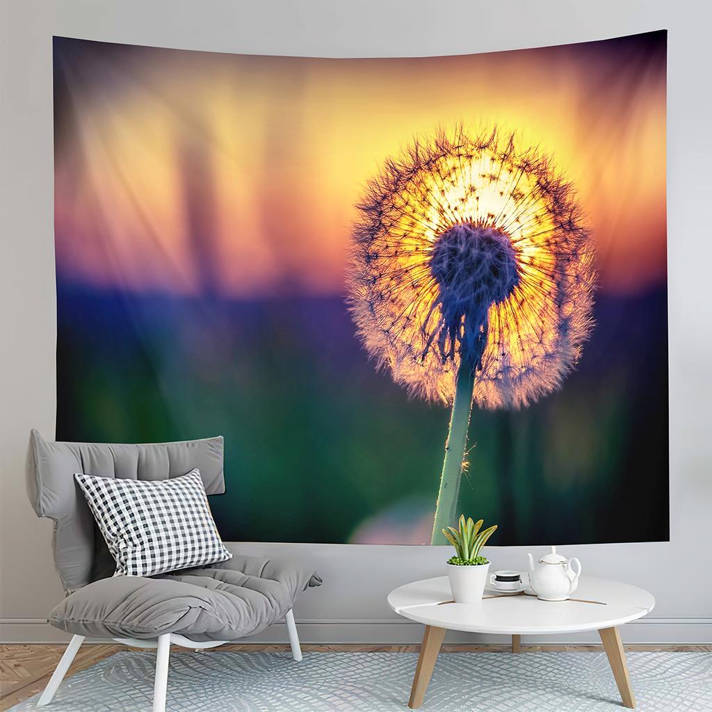 Spring Time Field Dandelions Tapestry Sunset Natural Scenery Tapestry Art Wall Hanging Home Living Room Bedroom Dorm Tapestries