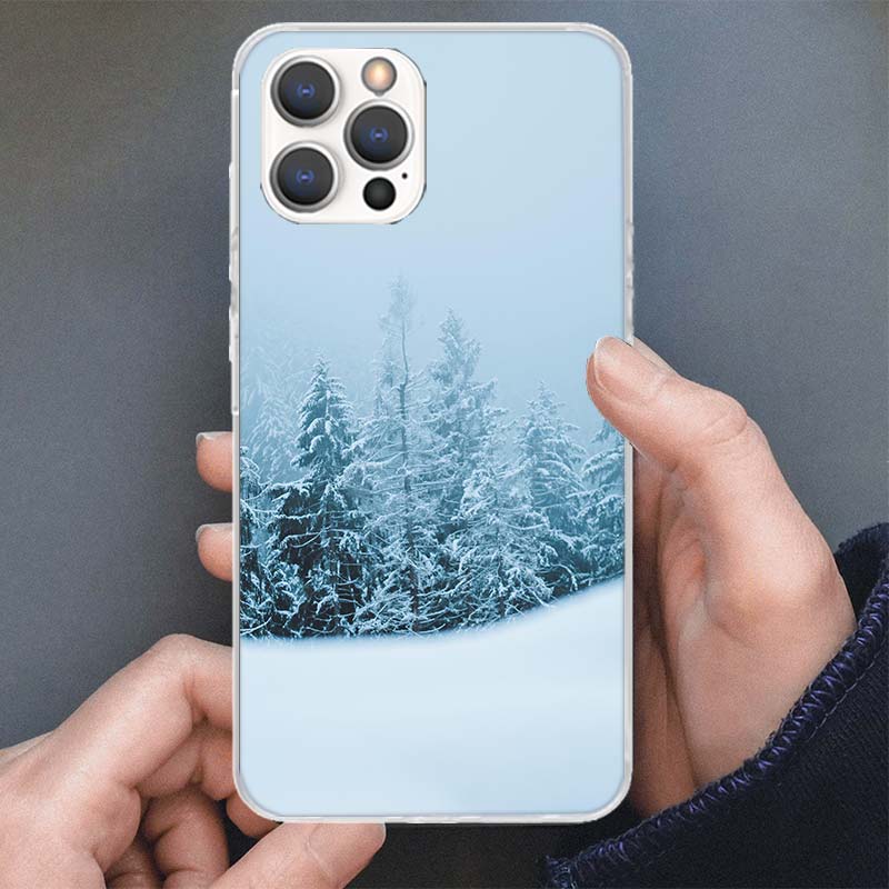 Winter White Snow Christmas Phone Case For Apple iPhone 16 15 14 13 12 11 Pro Max Mini XS XR X 7 Plus 8 + SE Soft Silicone Print