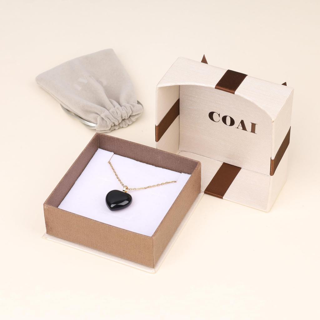 Obsidian Heart Power Stone Amulet Necklace for Women [KOAI]