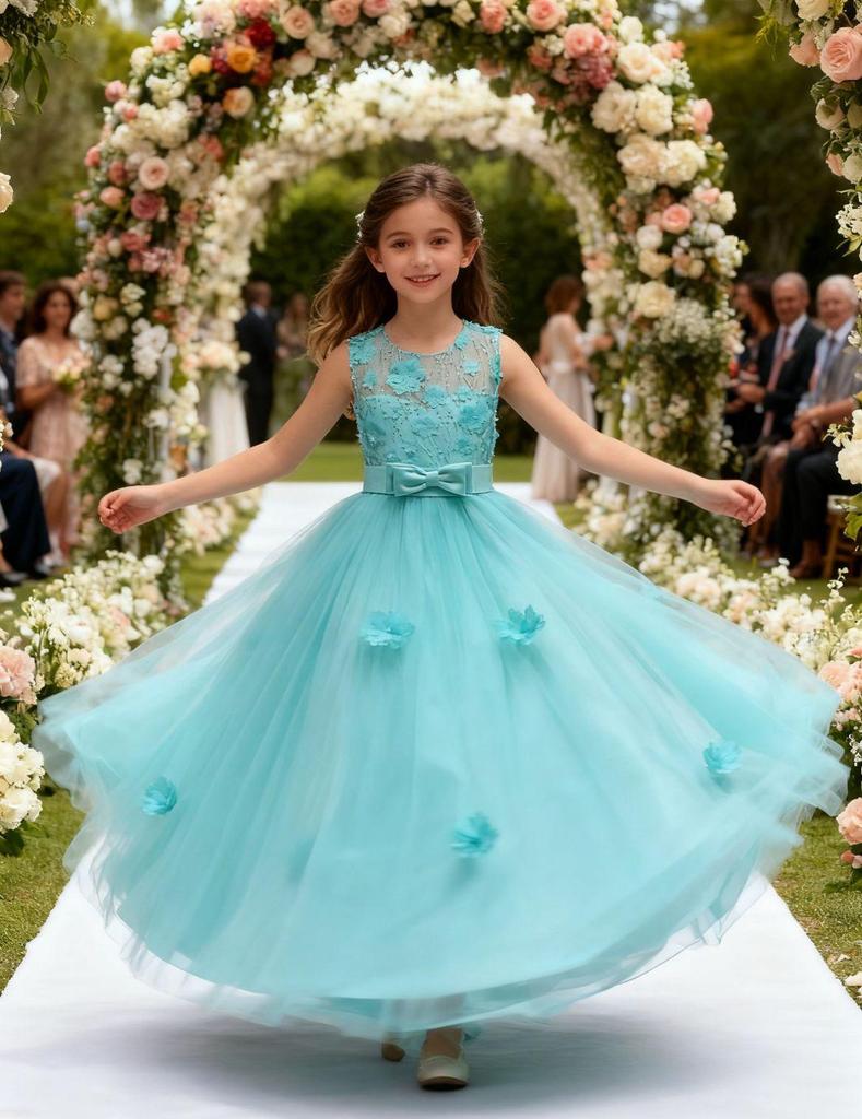 European & American Girls' Formal Flower Dress - Catwalk & Piano Performance Costume 591.