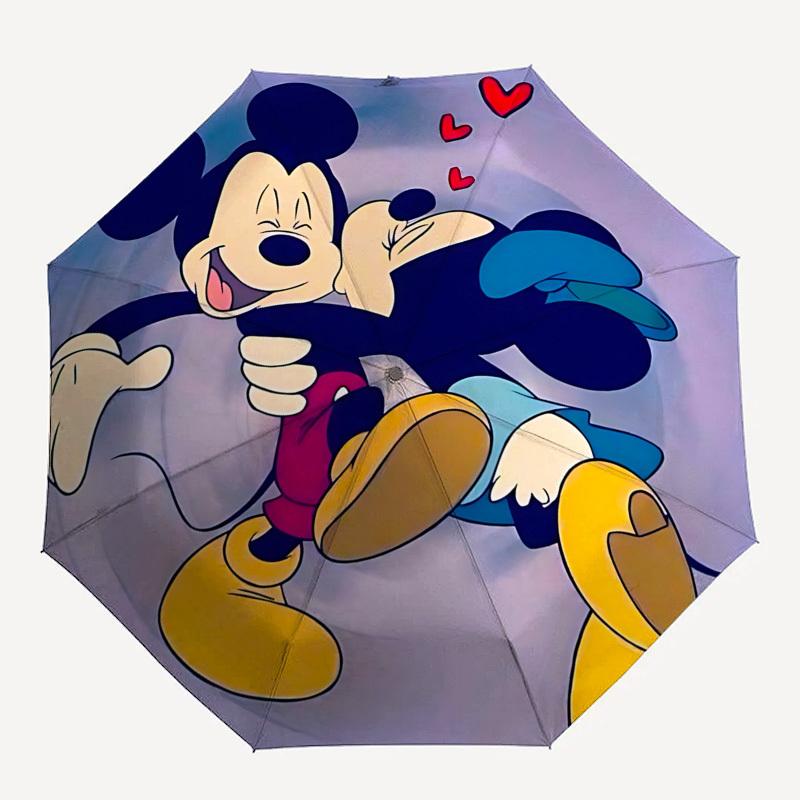 Mickey Mouse, Love Themed Automatic Opening and Closing Umbrella, Brightly Colored 8-rib Portable Umbrella, Suitable for Men and Women, A Pe