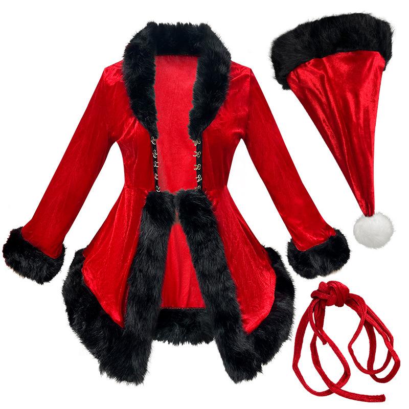 New Christmas Costume Adult Female Christmas Skirt Hat Christmas Stage Performance Costume 2XL