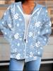 Flower 3D Printed Hooded Cardigan Plus Size Autumn Winter Retro