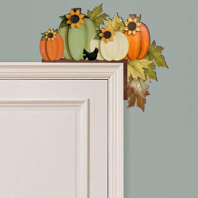 Autumn Pumpkin Door Corner Decoration Maple Pinecone Pumpkin Wooden Door Frame Sign Harvest Festival Front Door Edge Topper Sitter Ornament