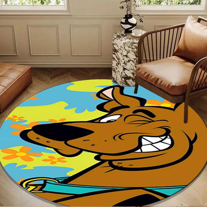 Scoo-dog Adventure Round Rug for Livingroom,Bedroom, Palyroom, Chair Rug, Area Rug, Circle Carpet, Large Size Fan Christmas Gift