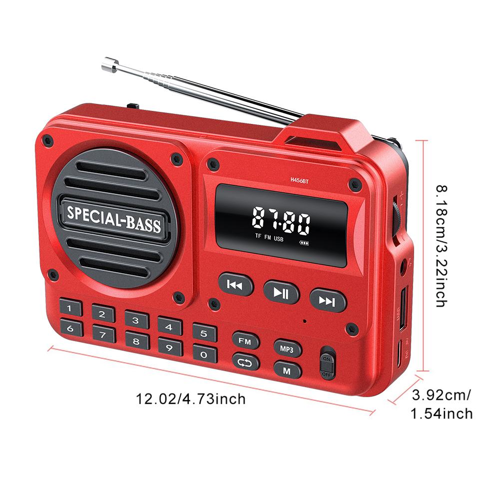 

Portable Digital FM Radio Rechargeable BT 5.4 Radio Speaker with LED Display for Home Travel Gifts for Seniors Elderly красный