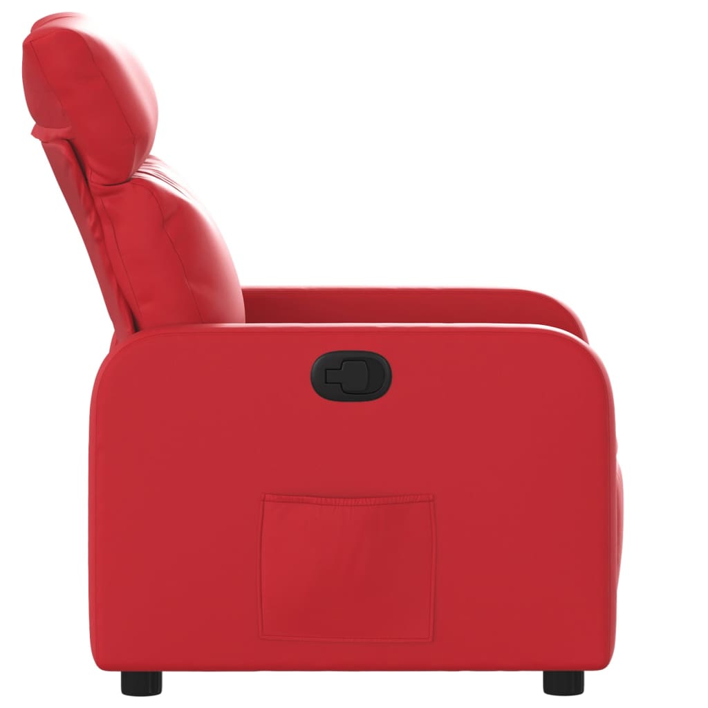 Recliner Chair In Red Synthetic Leather