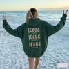 JESUS THE WAY New Autumn and Winter Fashion Letter Print Hooded Back Collar Plus Velvet Loose Sweatshirt