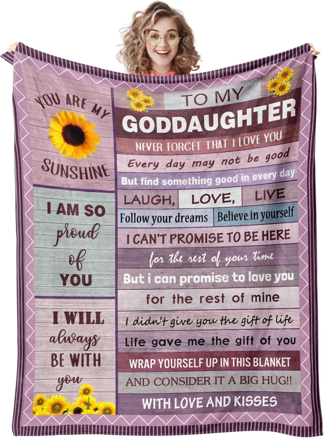 

Goddaughter Gifts from Godmother Godfather Godparents for Godson Baptism Gifts for Girl Boys First 1st Gifts Blanket 60 x50 75cmx90cm