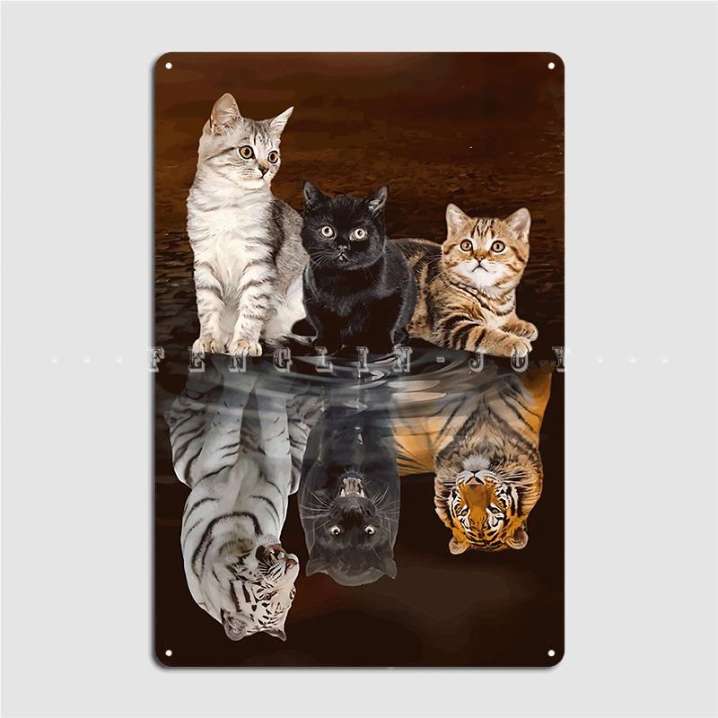 

Плакат с изображением кошек и водой, металлическая доска, винтажный гаражный клуб, настенная наскальная живопись, декор, жестяные вывески, постеры 20x30cm