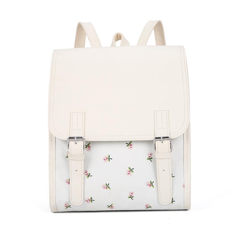 

Floral Print And PU Leather Backpack For Women Casual Style Daypack With Buckle Closure Stylish College School Bag Office Work Commute Travel Larger flower