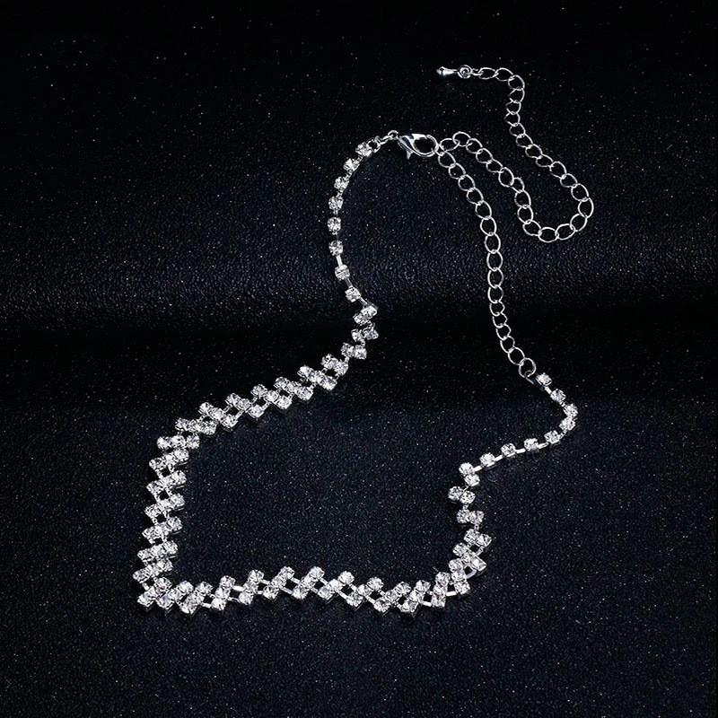 Minimalist Water Cube Necklace And Earrings Set For Brides And Women