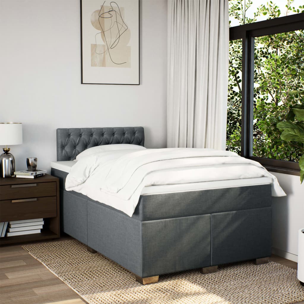 Vidaxl Letto Continentale Con Materasso, Grigio Scuro, 120X190Cm Tessuto