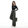 Army green utility jeans for women, new autumn American low-rise loose straight-leg versatile wide-leg pants