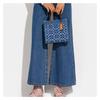 COACH Field 22 water ripple champagne denim fabric tote bag tote bag shopping bag hand crossbody shoulder bag medium size women's navy blue