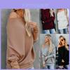 Stilvoller Damen-Strickpullover-Bluse mit einem Schulterträger, langen Ärmeln und weichem Material