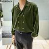 Spring Mens Stand Neck Long Sleeve Pleuche Velvet Button Up Vintage Tops Shirts