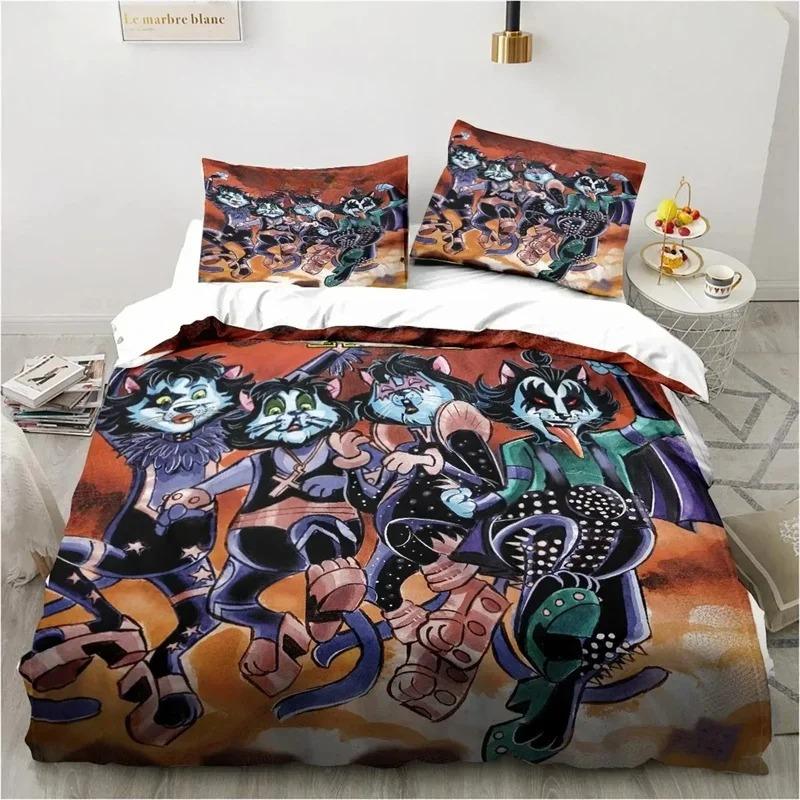 3d Bedding Set Classic Band Duvet Cover Pillowcase Home Bedroom Decoration Cartoon Microfiber Bedding 2/3 Piece Set, Gift