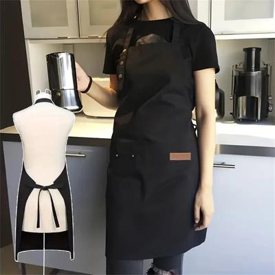 Premium Kitchen Apron with Large Pockets Adjustable Bib Oil Proof Waterproof Easy Clean for Cafe Restaurant Cooking Enthusiasts