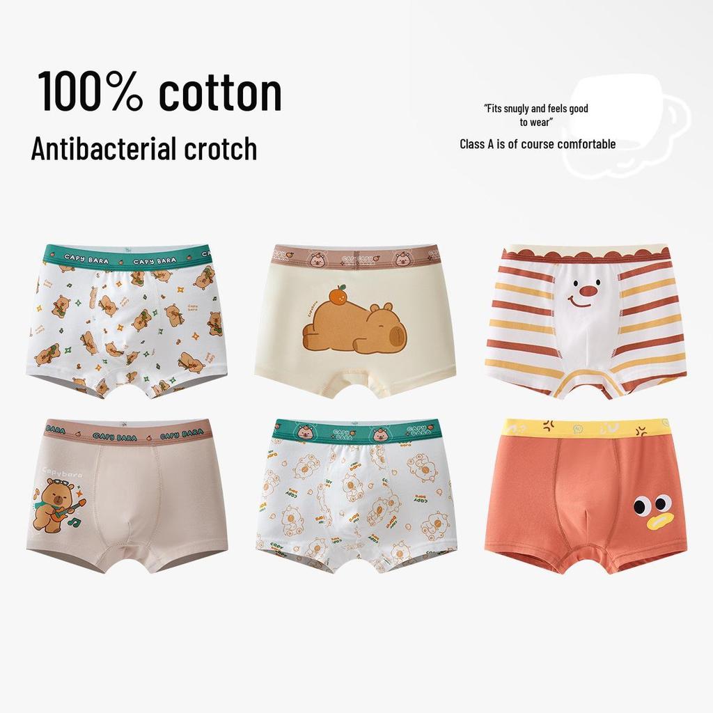Boys' Pure Cotton Boxer Briefs, Ages 6-12, Comfortable Fit, No Pinching