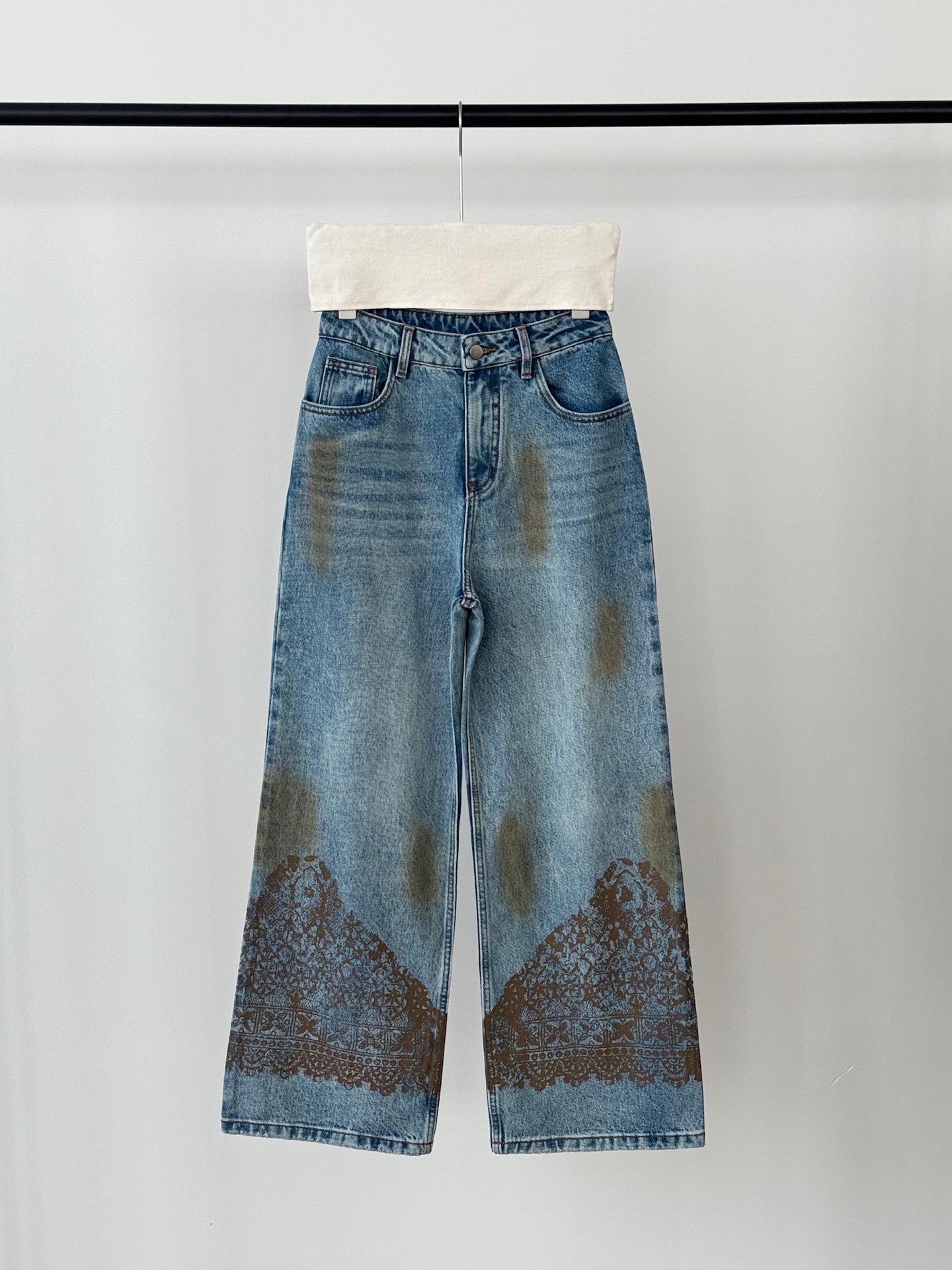 

ICE Distressed Dirty Lace Denim Jeans Small синій