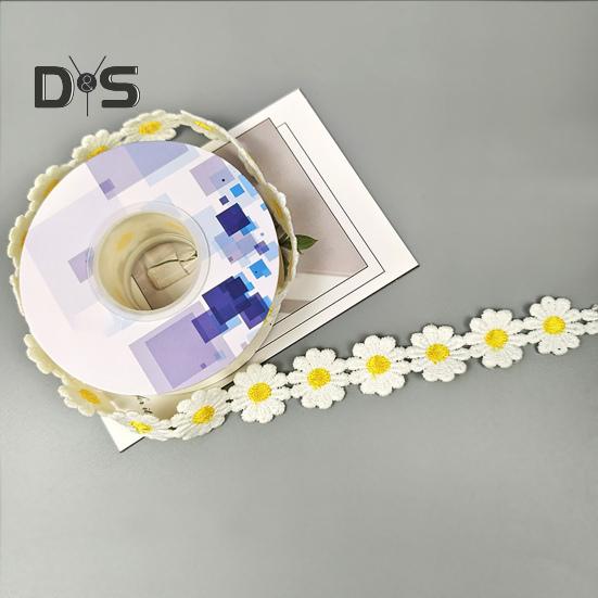 Haftowana wstążka z kwiatami 9,84 stopy Koronkowa taśma Słonecznik Wstążka DIY Koronka Wstążka do szycia Haftowa wstążka do sukni ślubnej Opaska do włosów Ozdoba ubrań