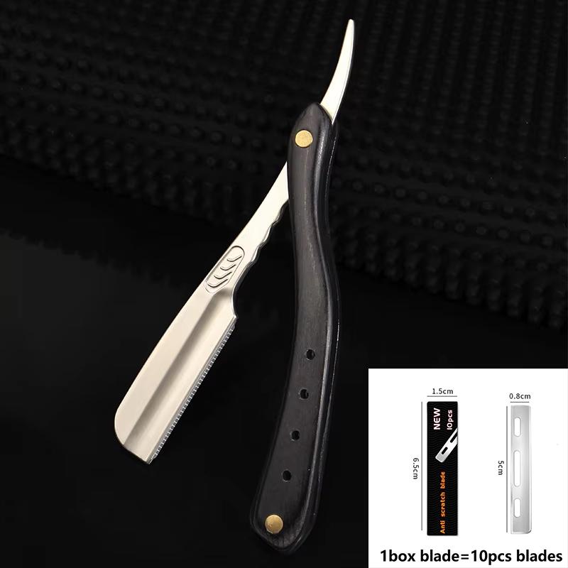1 buc Aparat de ras manual profesional cu lamă dreaptă, cu muchie dreaptă, din oțel inoxidabil, ascuțit, pentru frizerie, pliabil, pentru ras, tăietor de barbă cu lamă