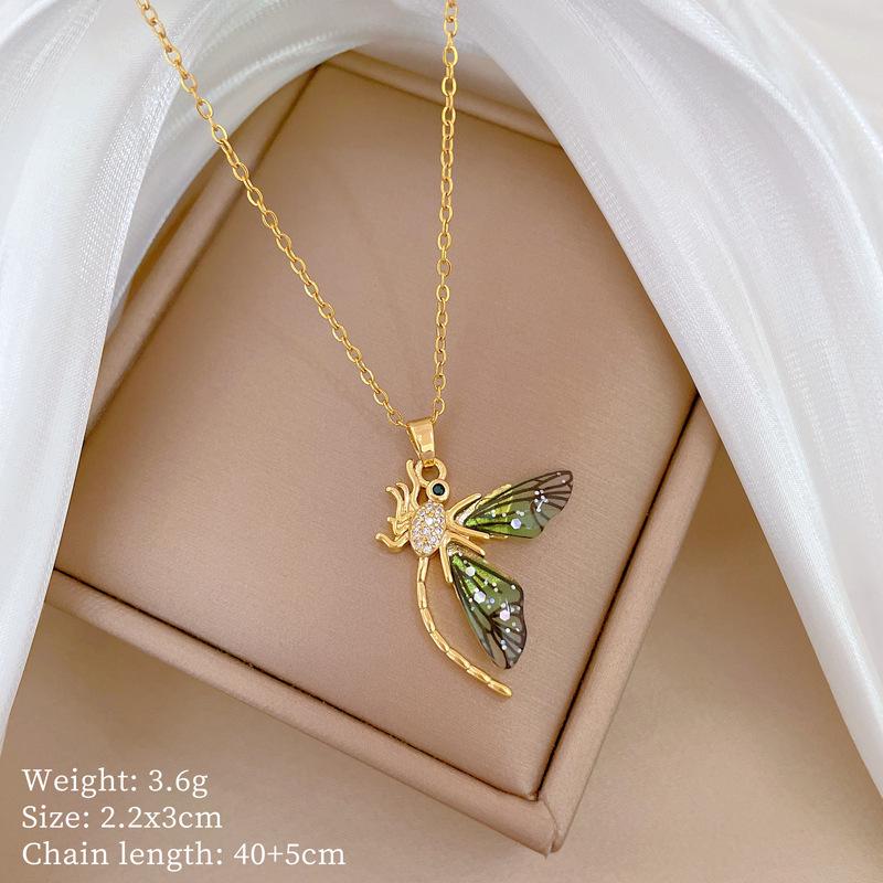 Titanium Steel Moon Pendant Necklace: Elegant Full Diamond Micro-Pave Design, Sparkling and Stylish for Women.